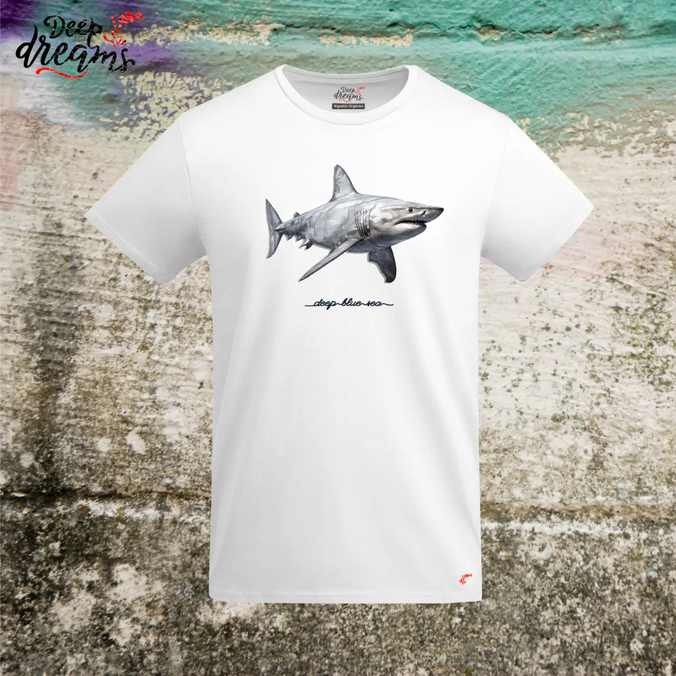 camiseta hombre original tiburon blanco blanca