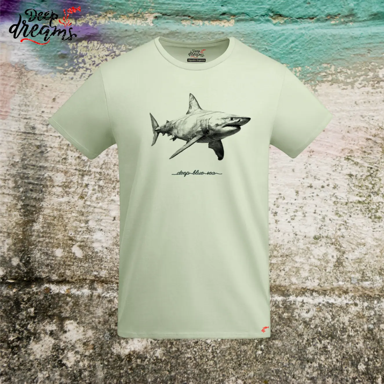 camiseta hombre original tiburon blanco manzana