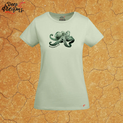 camiseta mujer original pulpo anillos azules manzana