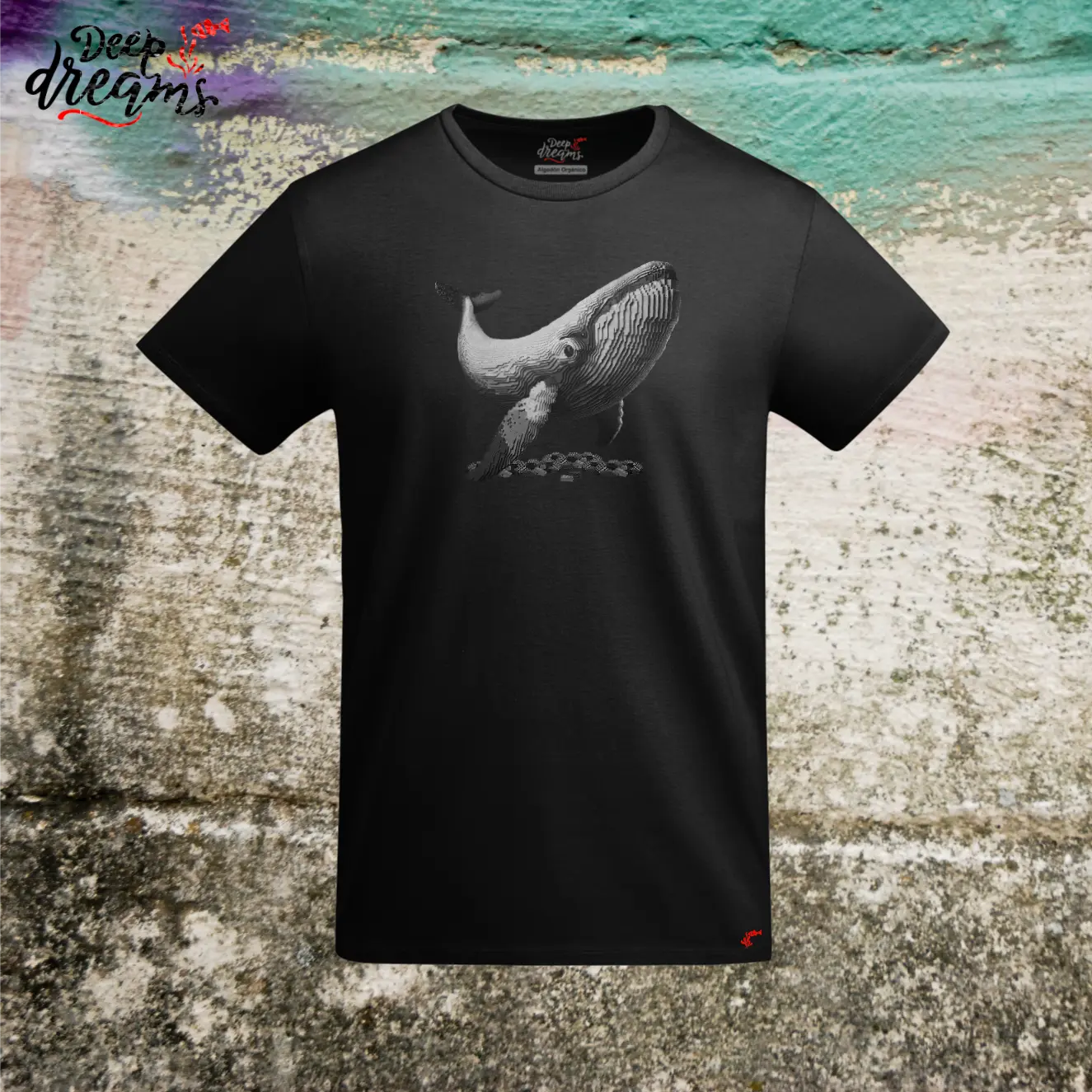 camiseta original hombre ballena negra