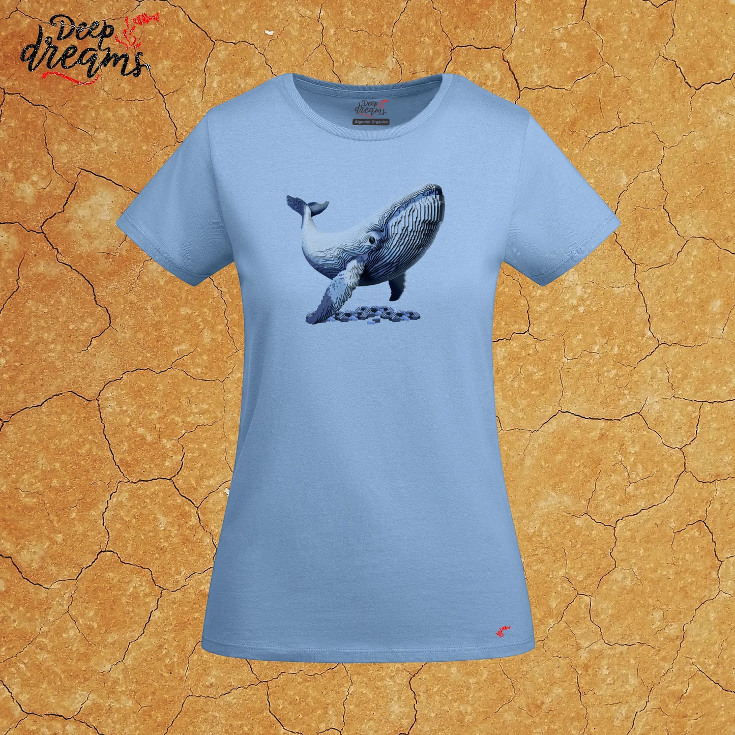 camiseta original mujer ballena celeste