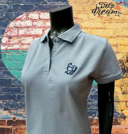 Polo para mujer bordado dive celeste