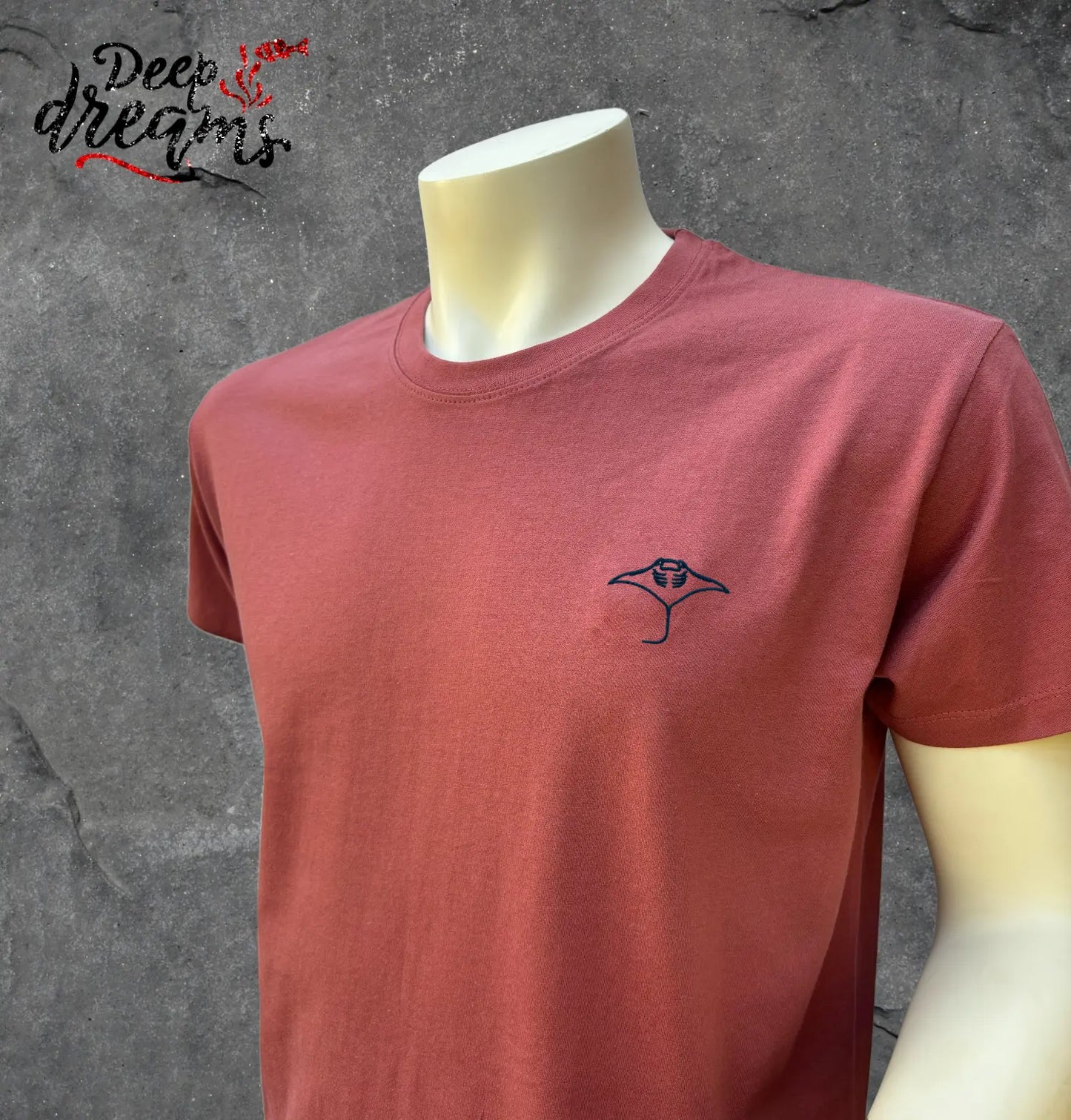 Camiseta hombre bordada manta rosa antiguo